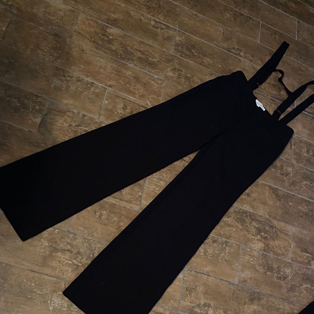 Anthro Black Wide-Leg Pants w/ Suspenders. Size 4T. NWT. Poly/viscose/elastane.